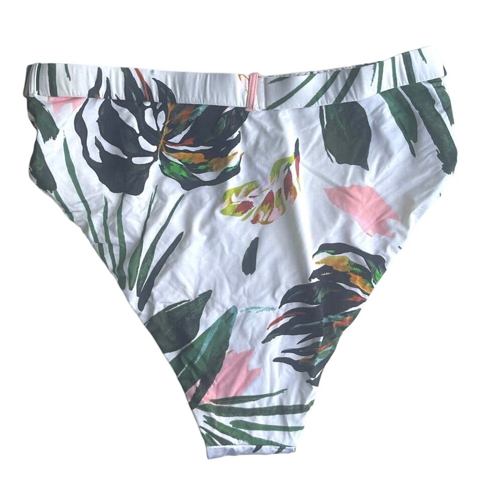 BCBGMAXAZRIA Tropical Bikini Bottoms Palm Tree Print Floral Print Swimsuit